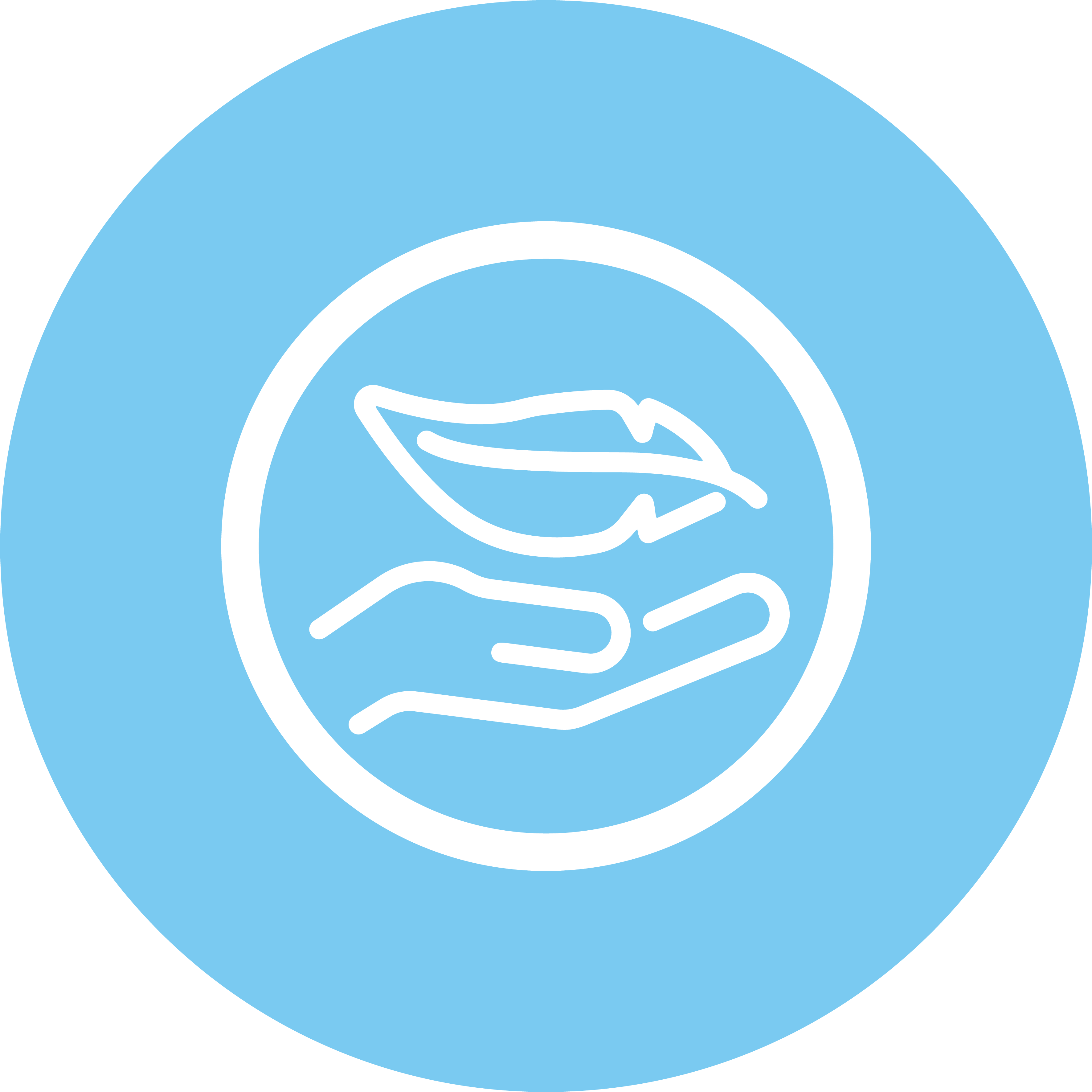 Gentle hands icon on blue background