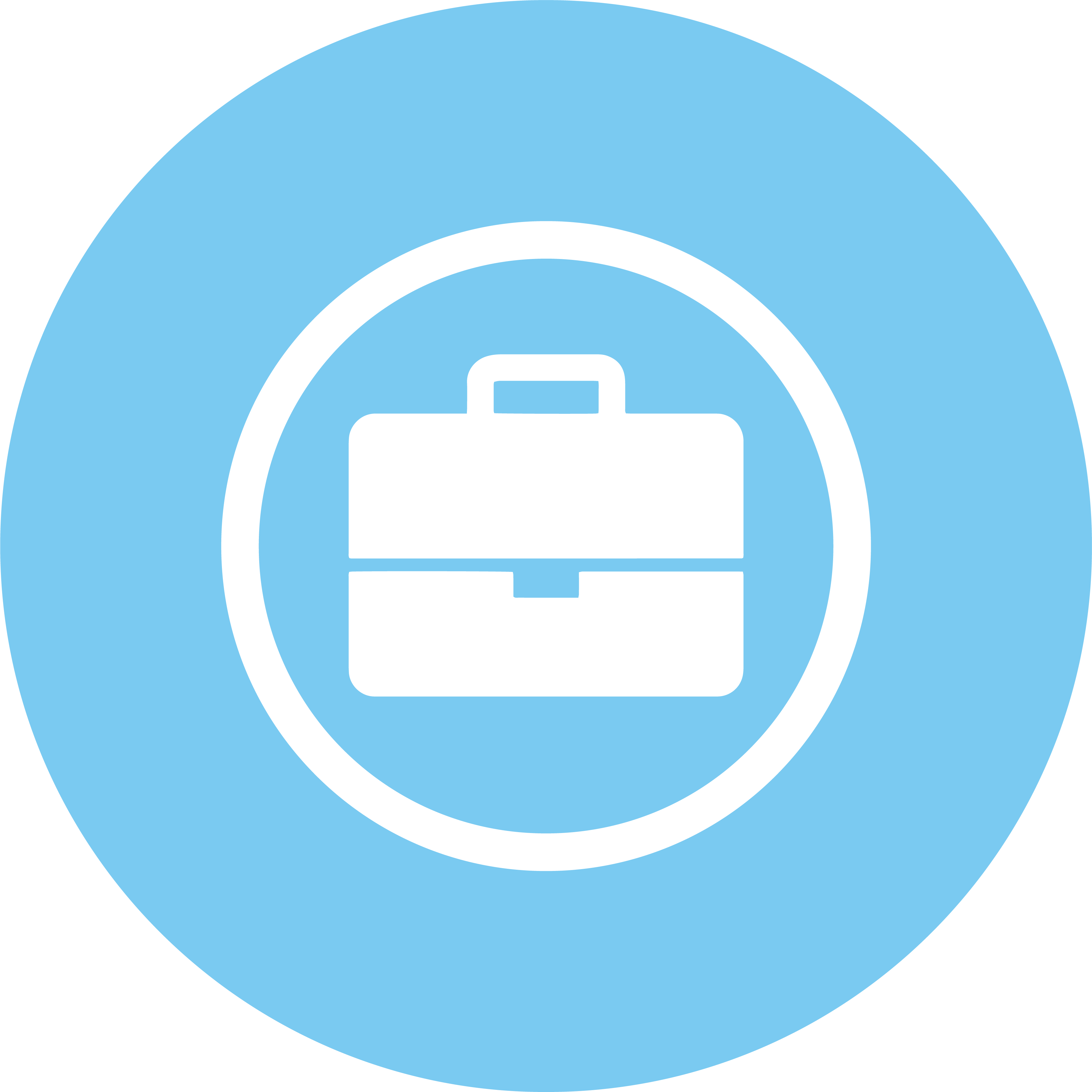 Briefcase icon on blue background